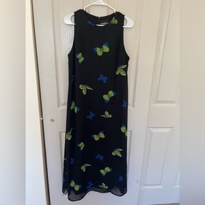 Positive Attitude Beautiful Black Dress Butterfly Print Sleeveless